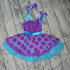 Weissman Dance Teal Blue - Purple tutu ballet costume small child SC 6